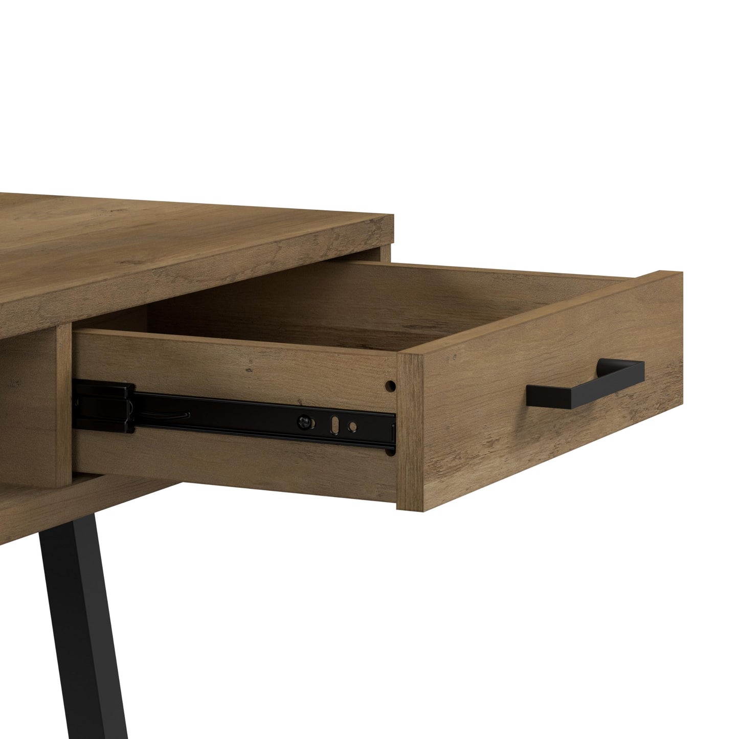 Bush Home Steele 54W Writing Desk with Storage in Reclaimed Pine | Large Wooden Computer Table for Home Office Workspace