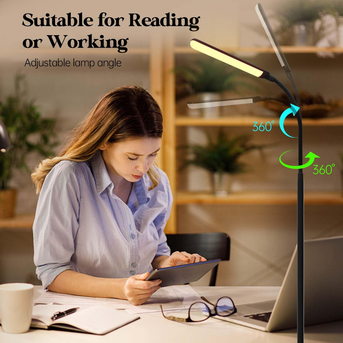 Aisutha LED Floor Lamp, 18W Super Bright Floor Lamp for Living Room, Adjustable Stepless Colors & Brightness Standing Lamp, Eye Caring Reading Light with Remote