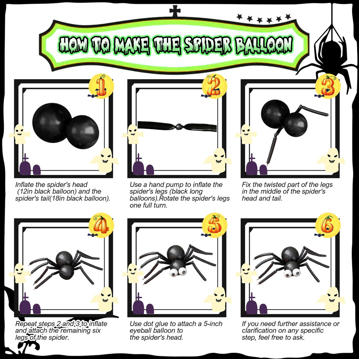Halloween Balloons Garland Arch Kit, 120pcs Black White Green Purple Balloons, Metallic Purple Spider Striped Foil Balloon 3D Bat Stickers for Happy Halloween Birthday Haunted Theme Party Decorations