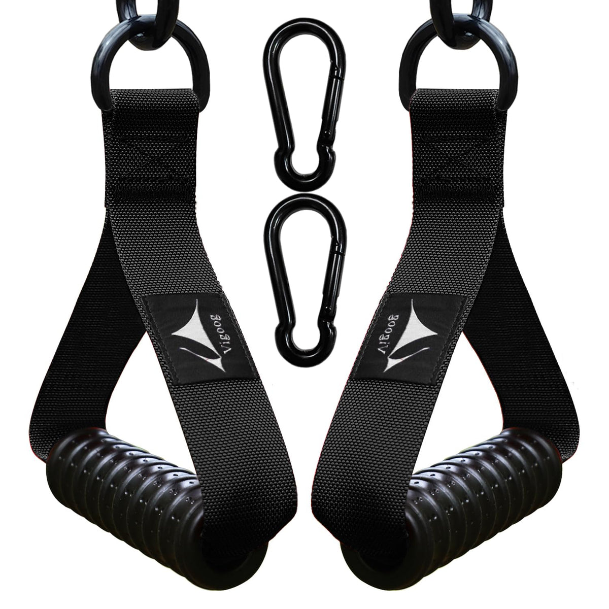 Vigoog Heavy Duty Gym Workout Handle Attachments - Powerful, Comfortable & Anti-Slip Rubber Exercise Grips for Cable Machines, Pulley Systems and Other Fitness Equipments (Carbon Black W)