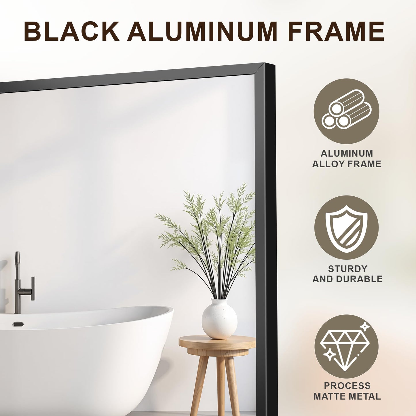 FICTOR Bathroom Vanity Mirror-Black,30x20 Inch, Shatterproof & Anti-Rust, Wall Mount Rectangle Mirrors with Metal Frame for Over Sink, Bathroom, Bedroom, Living Room,Entryway
