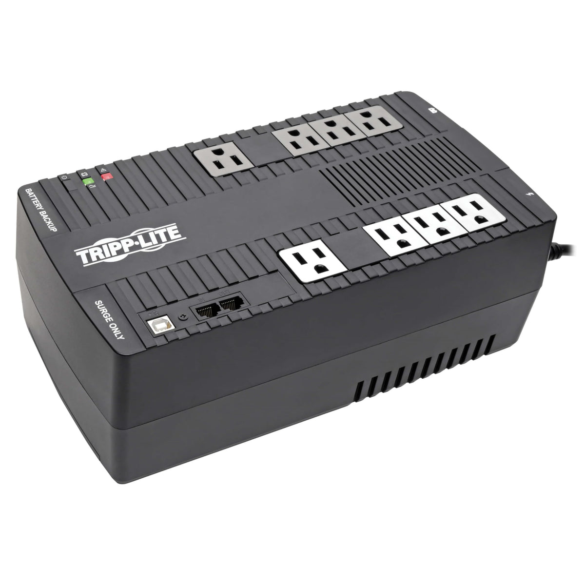 Tripp Lite 550VA UPS Battery Backup Surge Protector, AVR Automatic Voltage Regulation, 8-Outlet Uninterruptible Power Supply, Dataline Protection, 3-Year Warranty & Insurance (AVR550U)