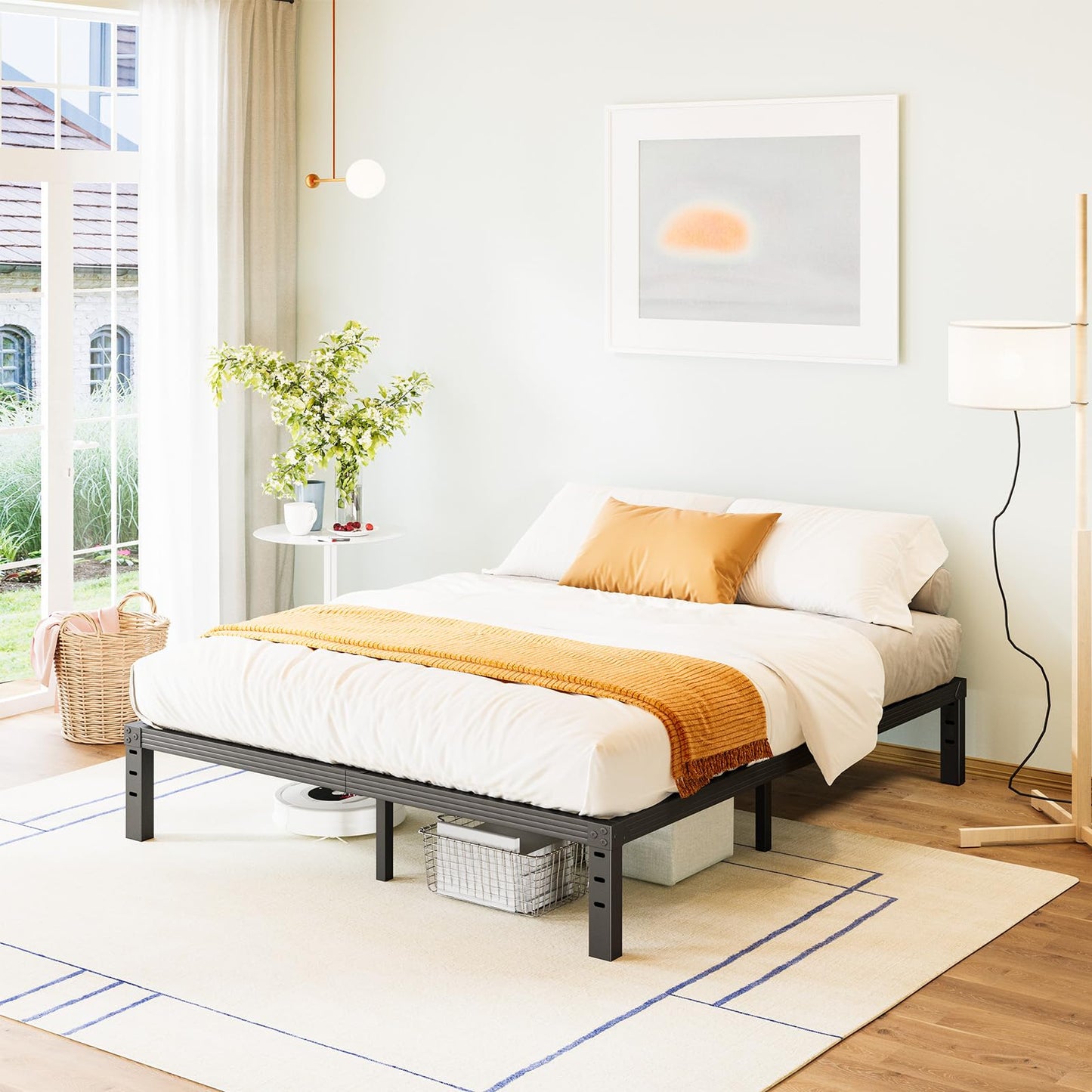FSCHOS 12 Inch Metal Platform Full-Size Bed Frame, No Box Spring Needed, Heavy Duty Easy Assembly, Noise Free, Black