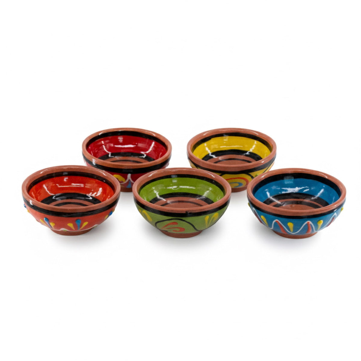 Cactus Canyon Ceramics Spanish Terracotta 5-Piece Tiny Super Small Mini-Bowl (Pinch Bowls) Set, Multicolor