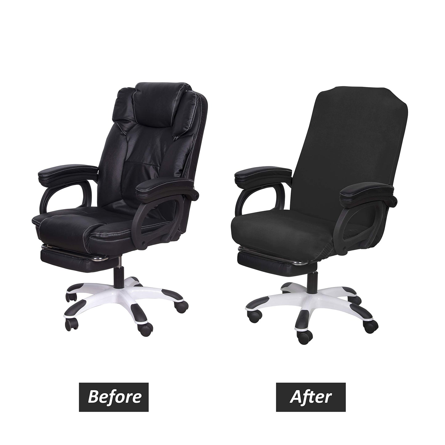 SARAFLORA Office Chair Cover- Medium, Black- Removable Computer Chair Cover for Office Chair with Zipper for Universal Rotating Chair Desk Chair Cover High Back Chair Seat Washable Protector for Pets