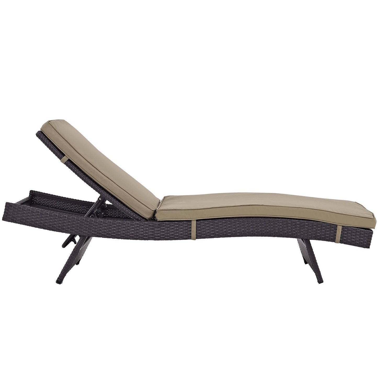 Modway Convene Wicker Rattan Outdoor Patio Chaise Lounge Chair in Espresso Mocha