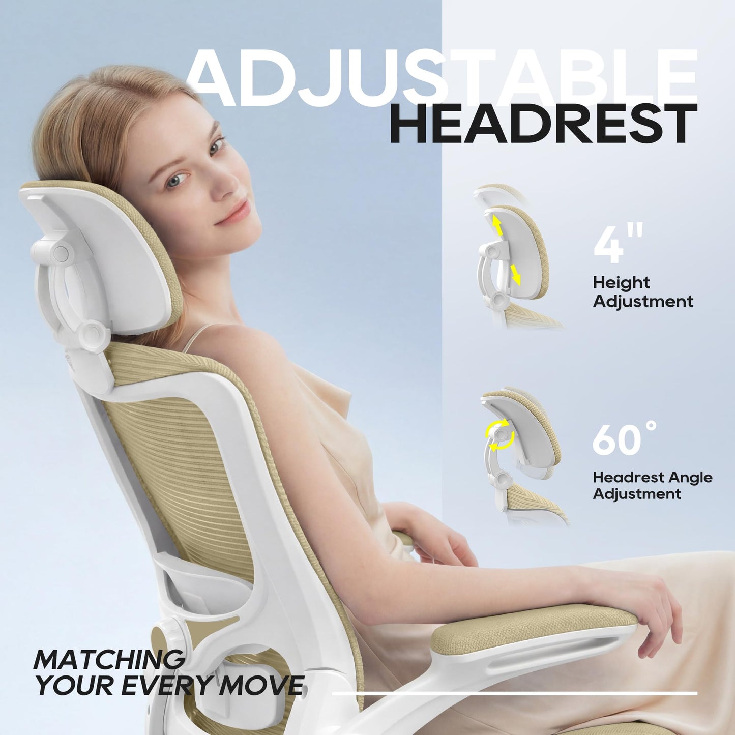 Ergonomic Office Chair for Long Hours, Relieve Back Pressure, Stay Comfortable & Focused All Day, 330LBS Capacity, Ideal for Home Office, Office & Study