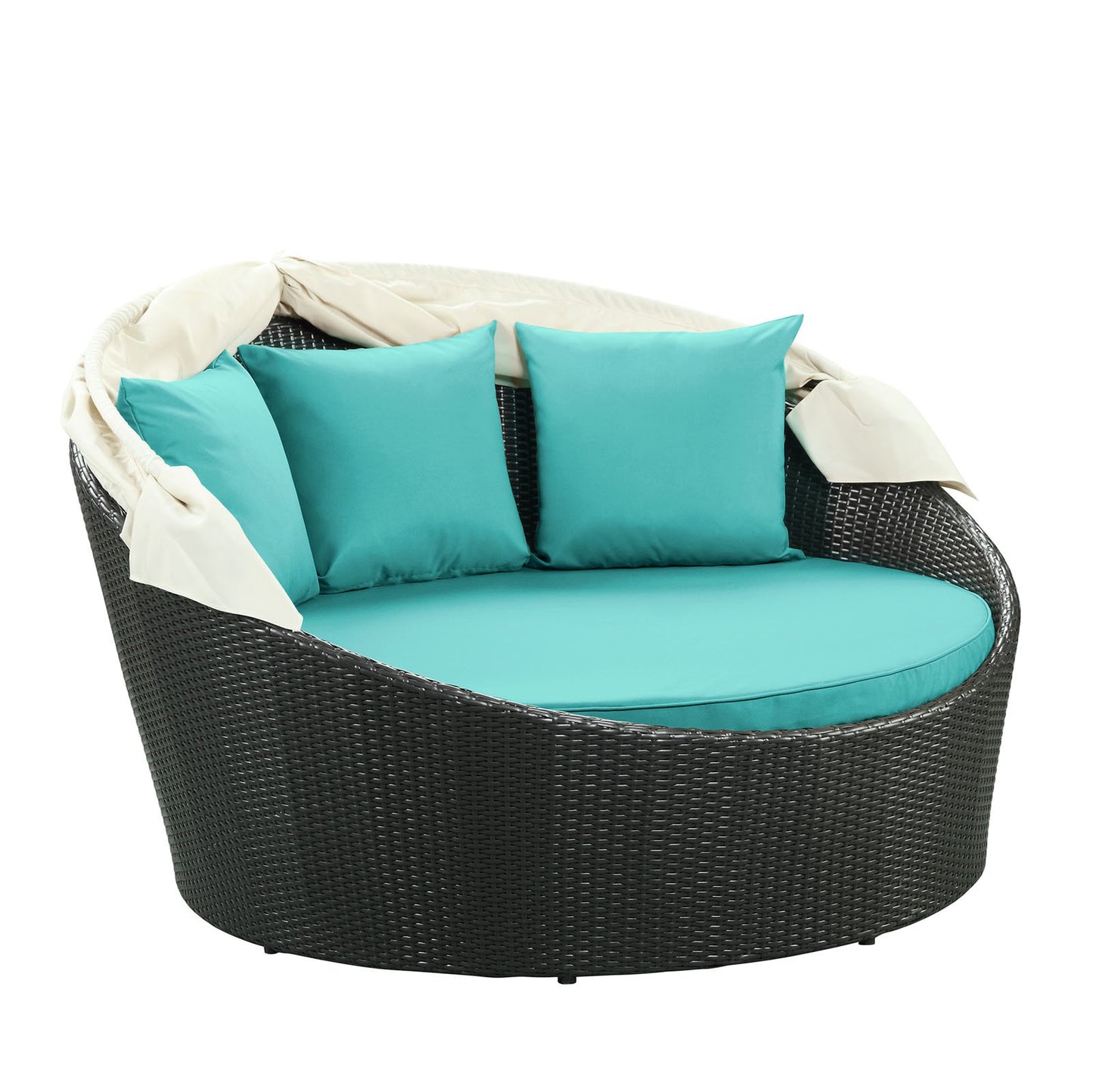 Modway Siesta Wicker Rattan Outdoor Patio Canopy Daybed in Espresso Turquoise