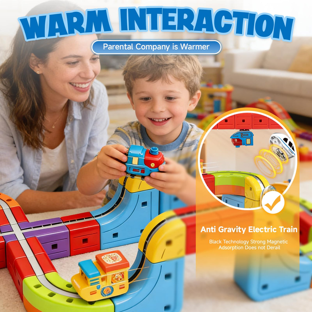 3D Infinity Cube Track Magnetic Electric Train Set for Kids 4 6 7 8,Toy Vehicle Playsets for Toddlers 3-5 Train Set Learning Gift,88 Pcs/2 car