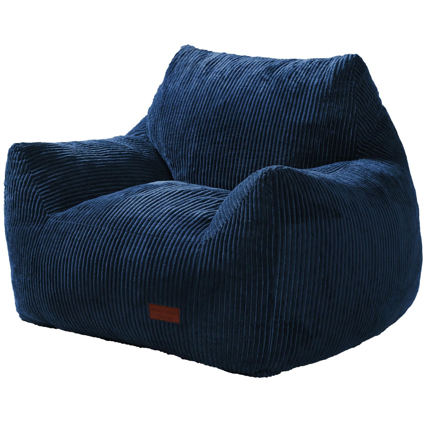 Vellorise Big Bean Bag Chair for Adults, Ultra Soft Living Room Bean Bag with Armrests, Stuffed BeanBag Chair for Napping, Gaming, Vacuum-Compressed for Easy Gifting, 48 Hours to Fluffs Up, Navy Blue