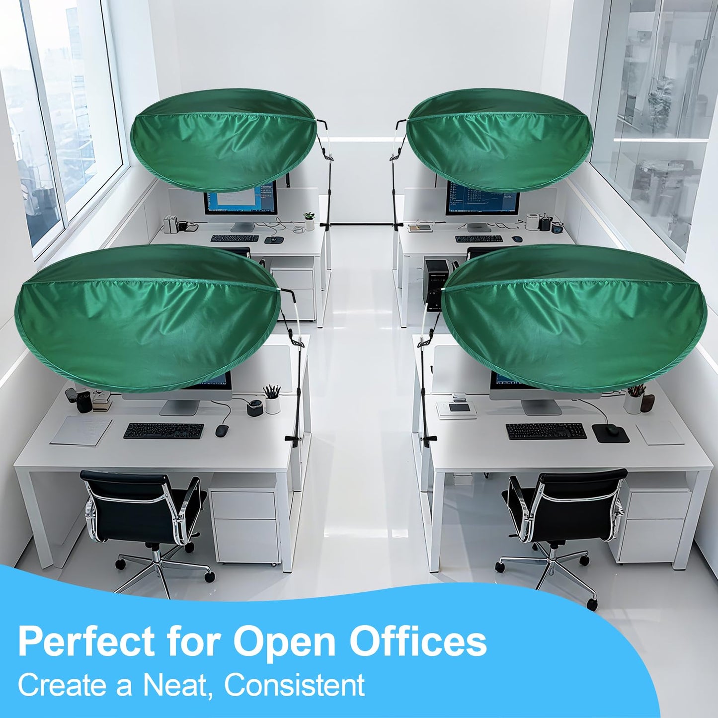 CKAGF Green Adjustable Office Cubicle & Desk Shade – Oval Design for Wider Coverage, Blocks Light and Distractions, Creates a Private and Comfortable Workspace