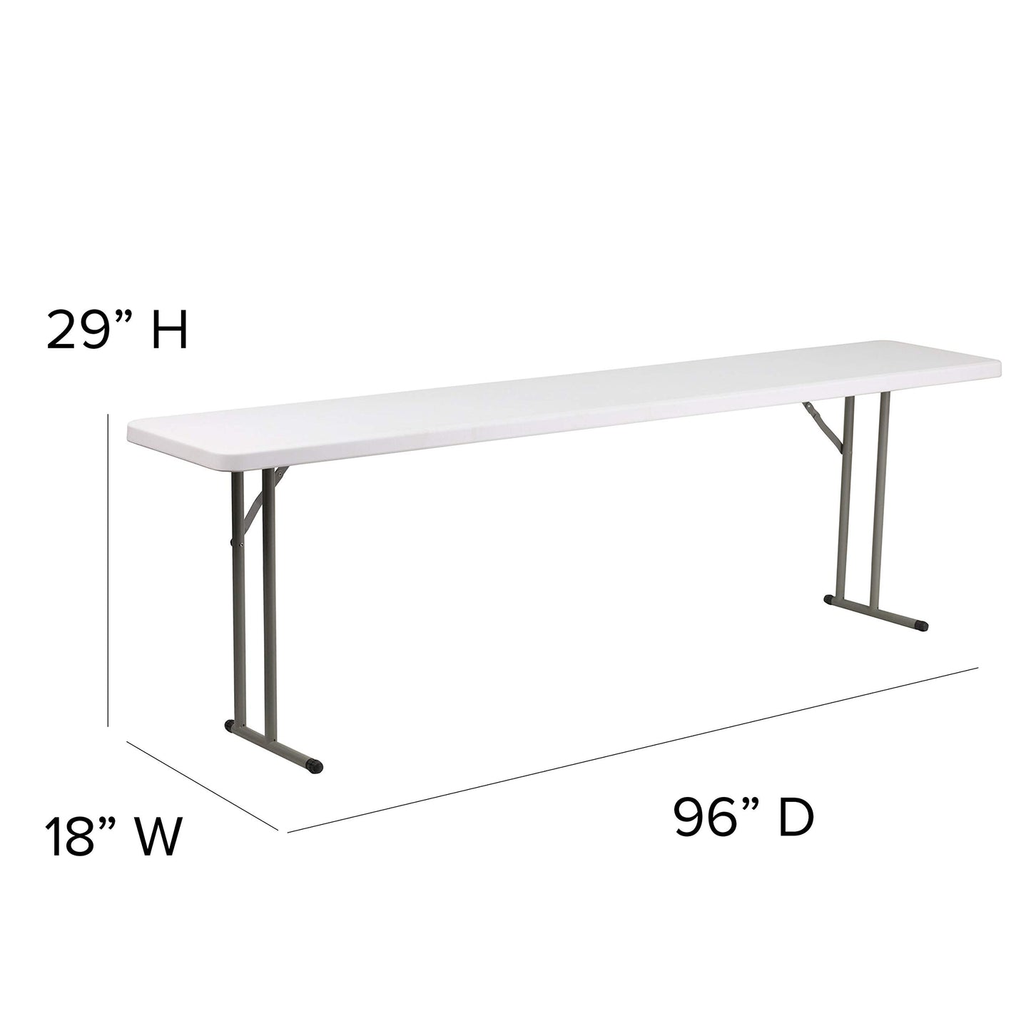 EMMA + OLIVER 8-Foot Granite White Plastic Folding Training/Seminar Table