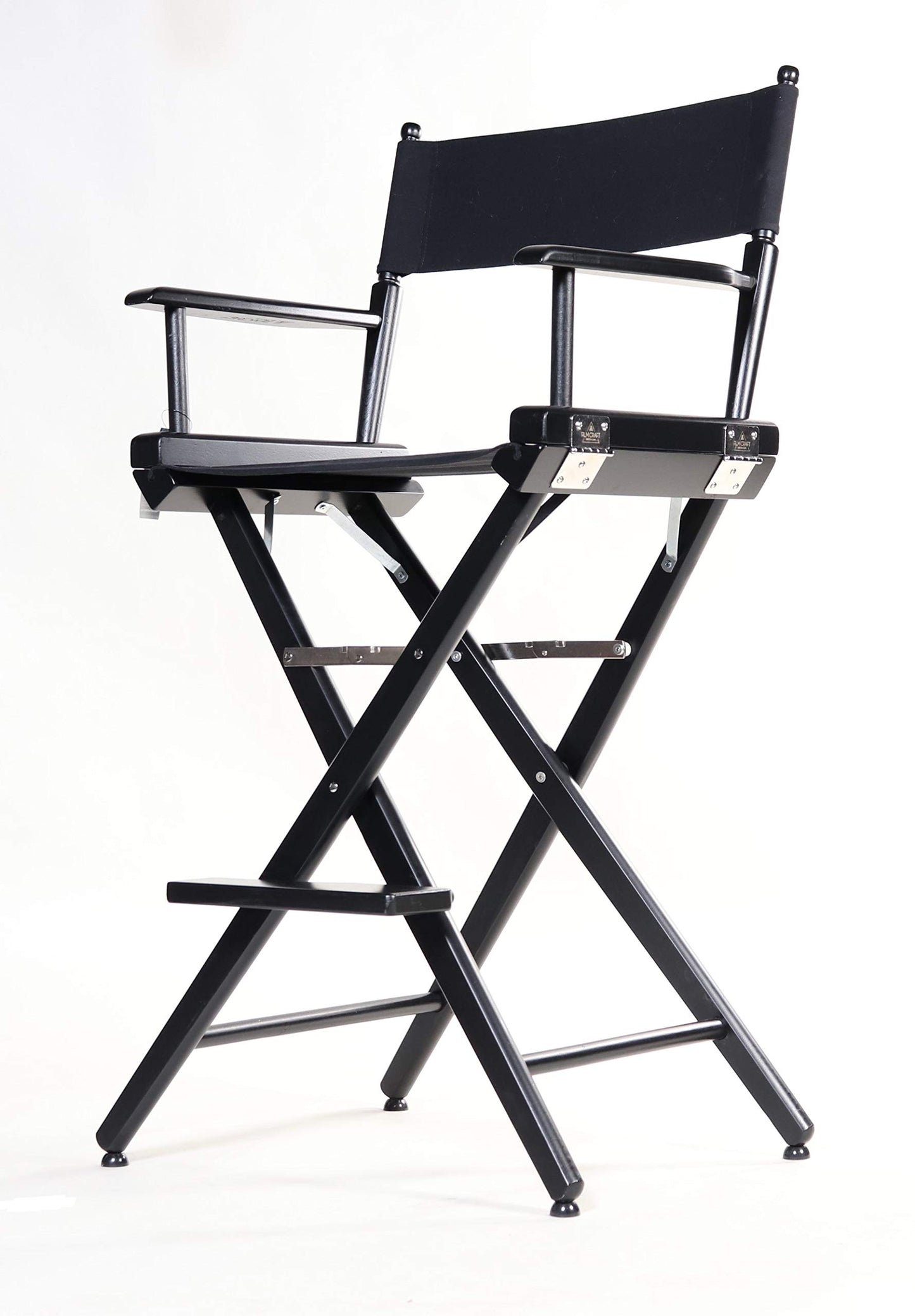 Filmcraft Tall Black Director’s Chair – Professional Folding Makeup Artist Chair with Canvas Seat & Back – Hollywood Film Set, Photography Studio & Hair Stylist Director Chair Black Canvas