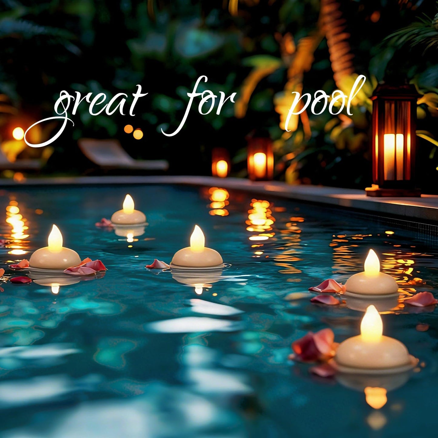 Qazcnd 24 Pack Flameless Led Floating Candles and Floating Artificial Flower Battery Operated Waterproof Tea Lights for Cylinder Vases Centerpieces at Wedding, Party, Pool Decor Rosered