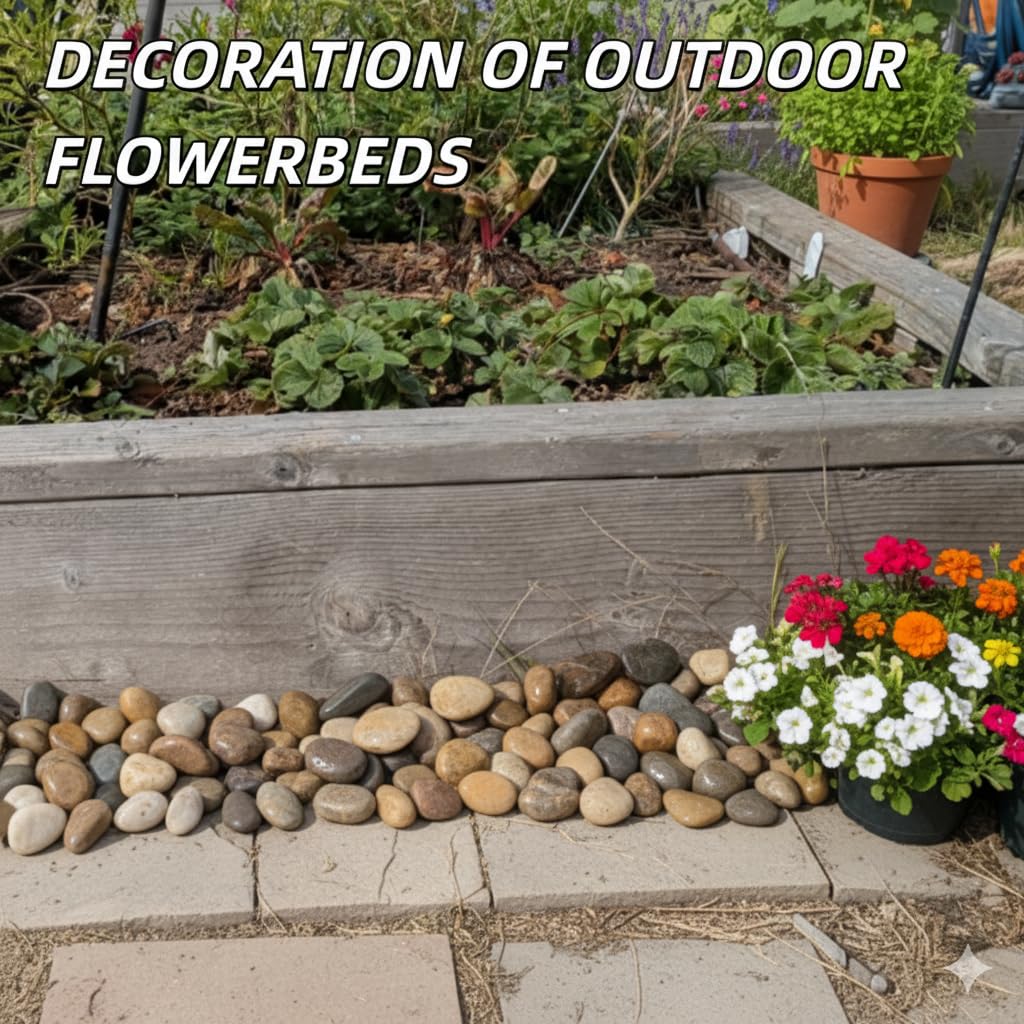 BIOMAND 9lb Mix River Rocks for Plants, 1-3 Inch Pebbles for Indoor Plants, Polished Garden Rocks Outdoor Landscaping, Decorative Stones for Vases, Succulents, Aquarium, Walkways