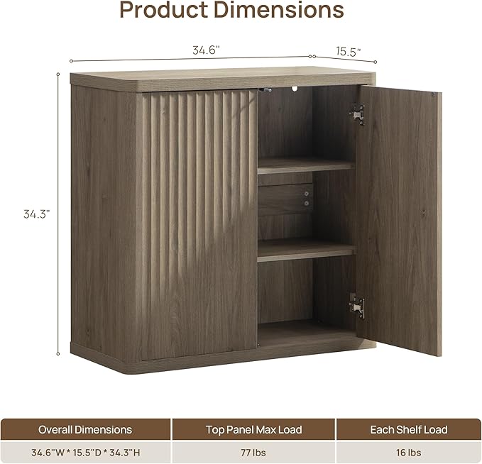 SICOTAS Buffet Cabinet with Storage 34.6" Sideboard Accent Modern Credenza with
