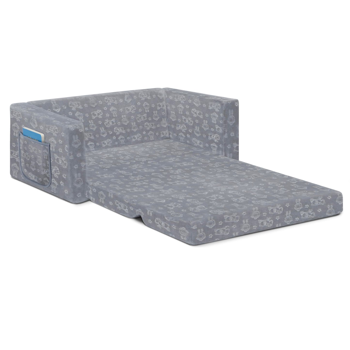 Delta Children - Serta Perfect Sleeper Kids 2-Seater Sofa, Convertible 2-in-1 Flip Open Toddler Couch Sleeper, Foam Chair for Playroom & Bedroom, Bed Lounger, Comfy Play Sleeping Lounge Chair, Grey