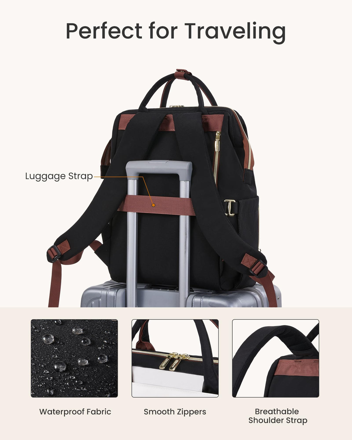 LOVEVOOK Laptop Backpack for Women with Giant Tumbler Holder Pocket, 15.6 inch Travel Work Bag Purse for Nurse Teacher, Waterproof Casual Daypack Bookbag for College Business