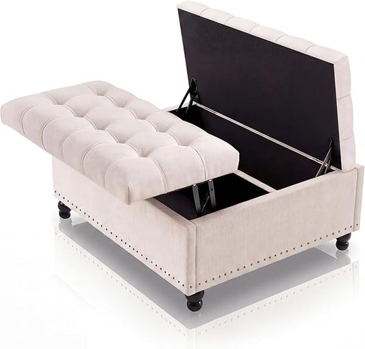 Garvee 36'' Large Square Storage Ottoman, Lift Top Storage Ottoman Coffee Table