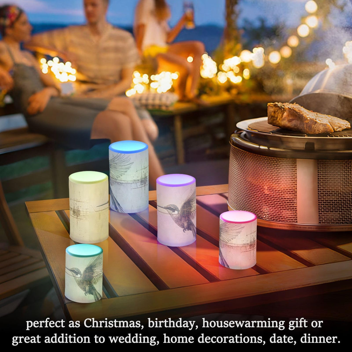 PDZRMY Flameless Candles Hummingbird Asbtract with Remote Set of 2 - No Batteries Included, 3” Battery Candles Flickering with 24 Hours Timer, LED Pillar Votive Candles