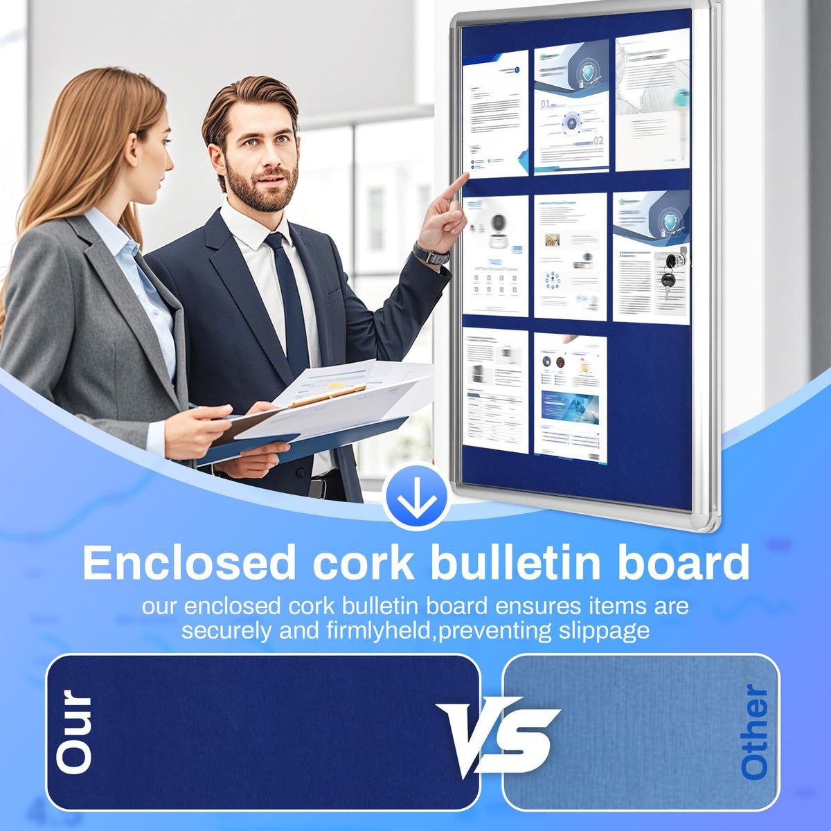 Magula 36"x24" Enclosed Bulletin Board Tamper-Proof Dispaly Case, Aluminium Frame, Shatter Resistant Lockable Bulletin Board, Lockable Noticeboard for School, Office, Commercial, Hospital etc