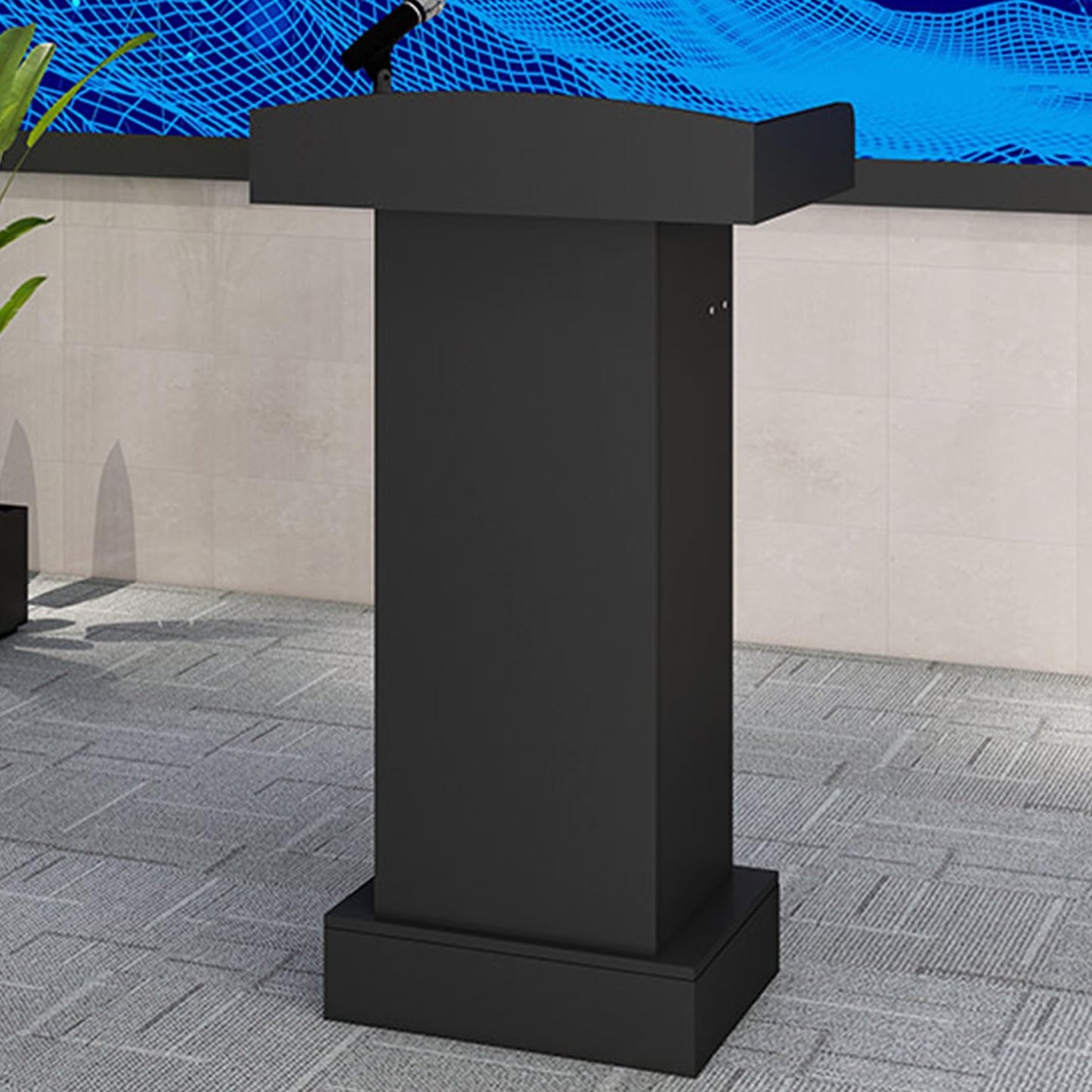 Free-Standing Acrylic Metal Podium Stand,Lecture Pulpit,Lectern Podium Stand, Reception Counter Desk Podium Stand for Classroom Modern Checkout Stand with Wooden Base and Tall Table Design f