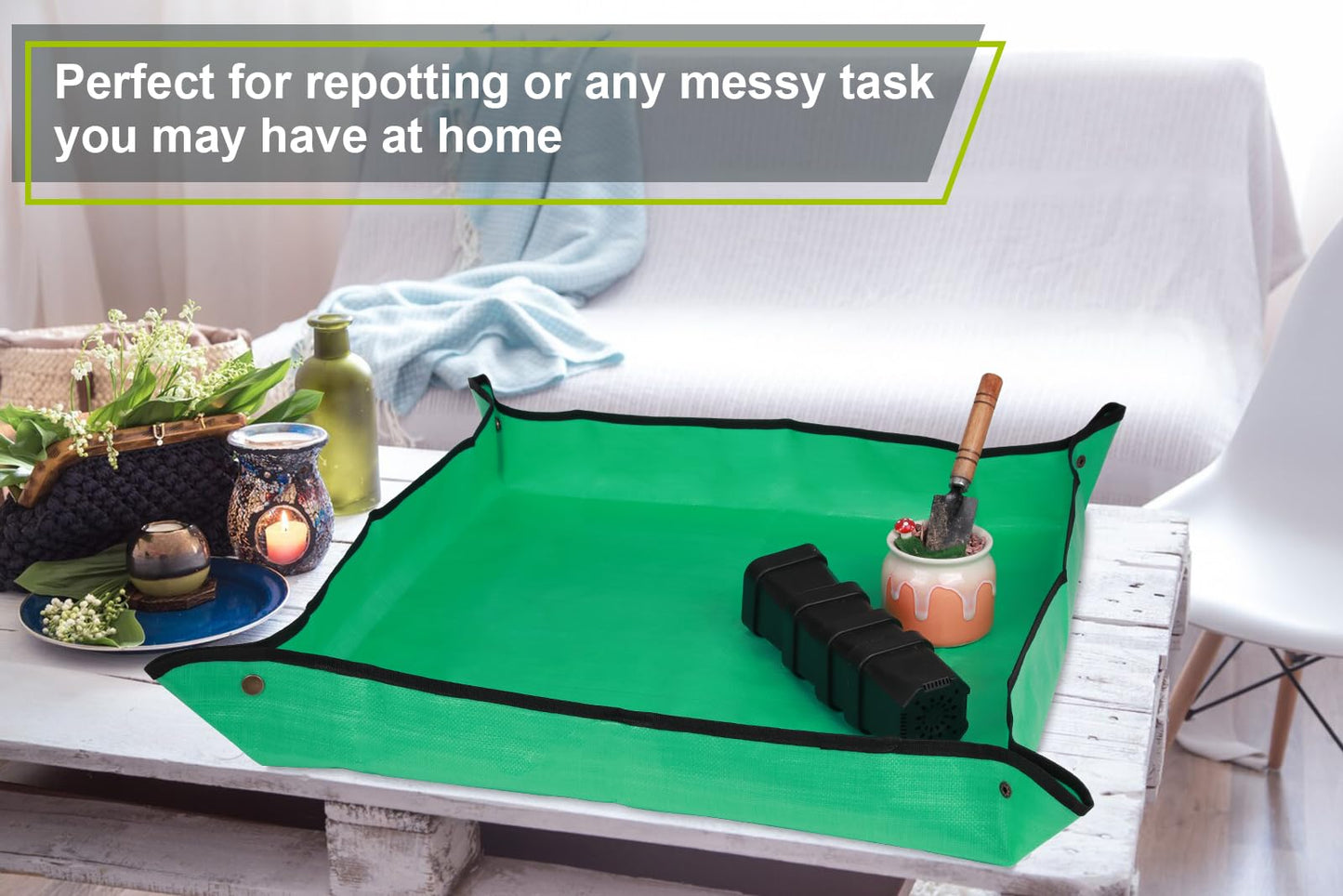 30" X 30" Large Plant Repotting Mat for Indoor Plants Potting Soil, Foldable Waterproof Plant Repotting/Potting Tray, Potting Mat for House Plants Succulents Gardening Tools Gifts for Gardener