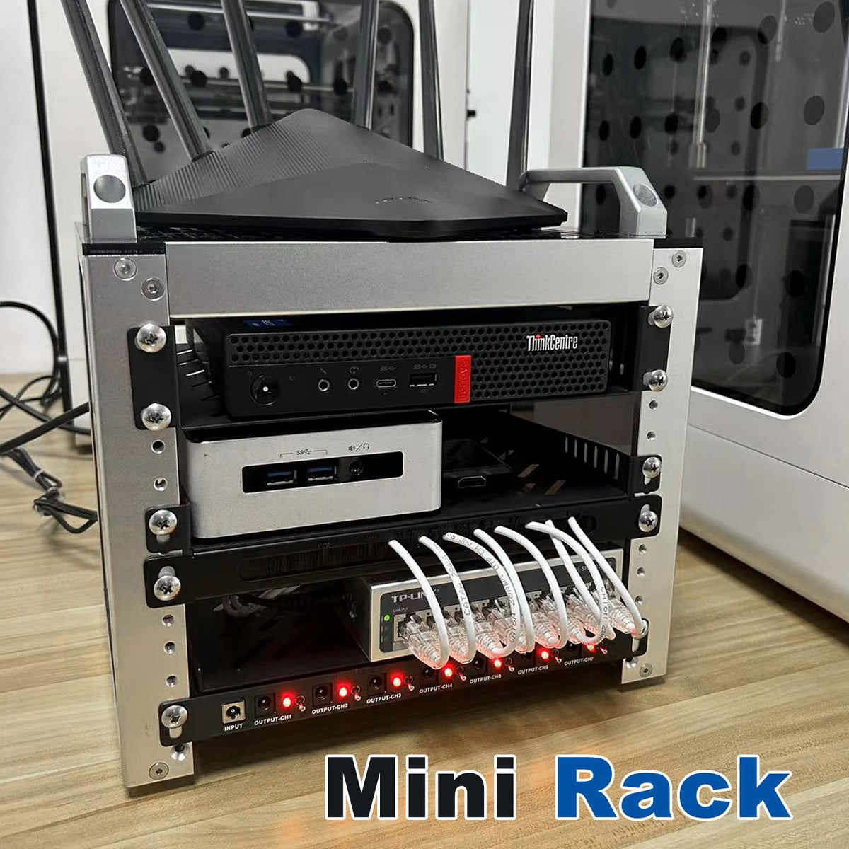 GeeekPi 4U Server Cabinet, 10 inch Mini Server Rack for Network, Servers, Audio, and Video Equipment, DeskPi RackMate T0 Rackmount, 7.87 inch Depth