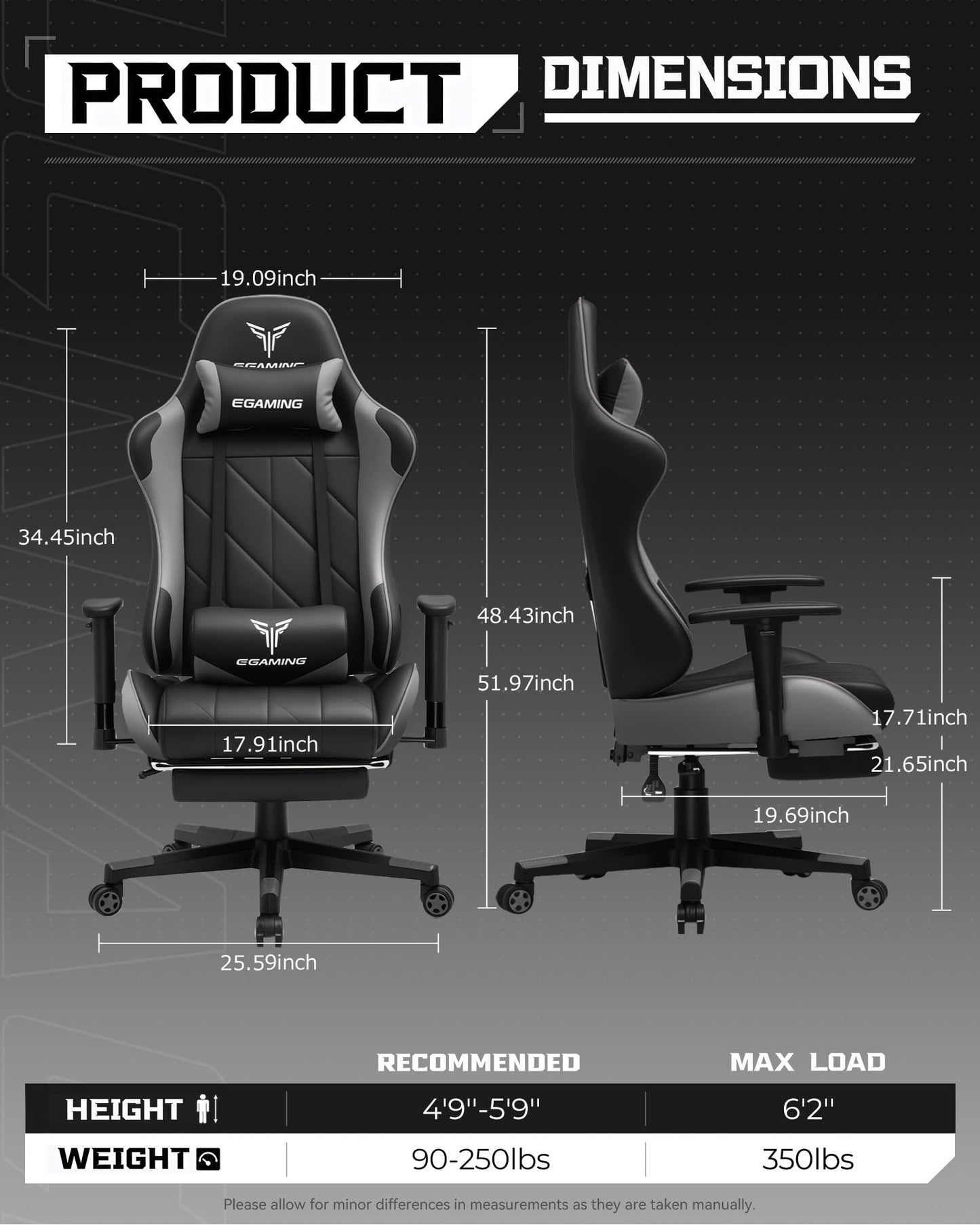 GTPLAYER Gaming Chair, Big and Tall Video Game Chair with High Back PU Leather, Home Office Ergonomic Computer Chair with Footrest, Adjustable Height, 360° Swivel Wheels for Adults and Teens