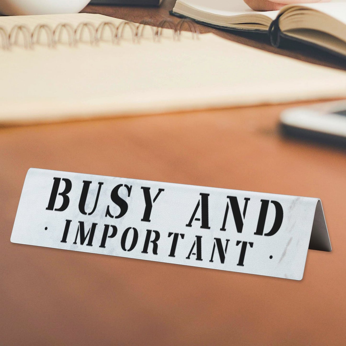 Funny Desk Name Plate “Busy and Important” Office Name Sign for Professionals, Executives, Admin Assistants, Workplace Humor Decor, Coworker Desk Quote Gifts VTP40