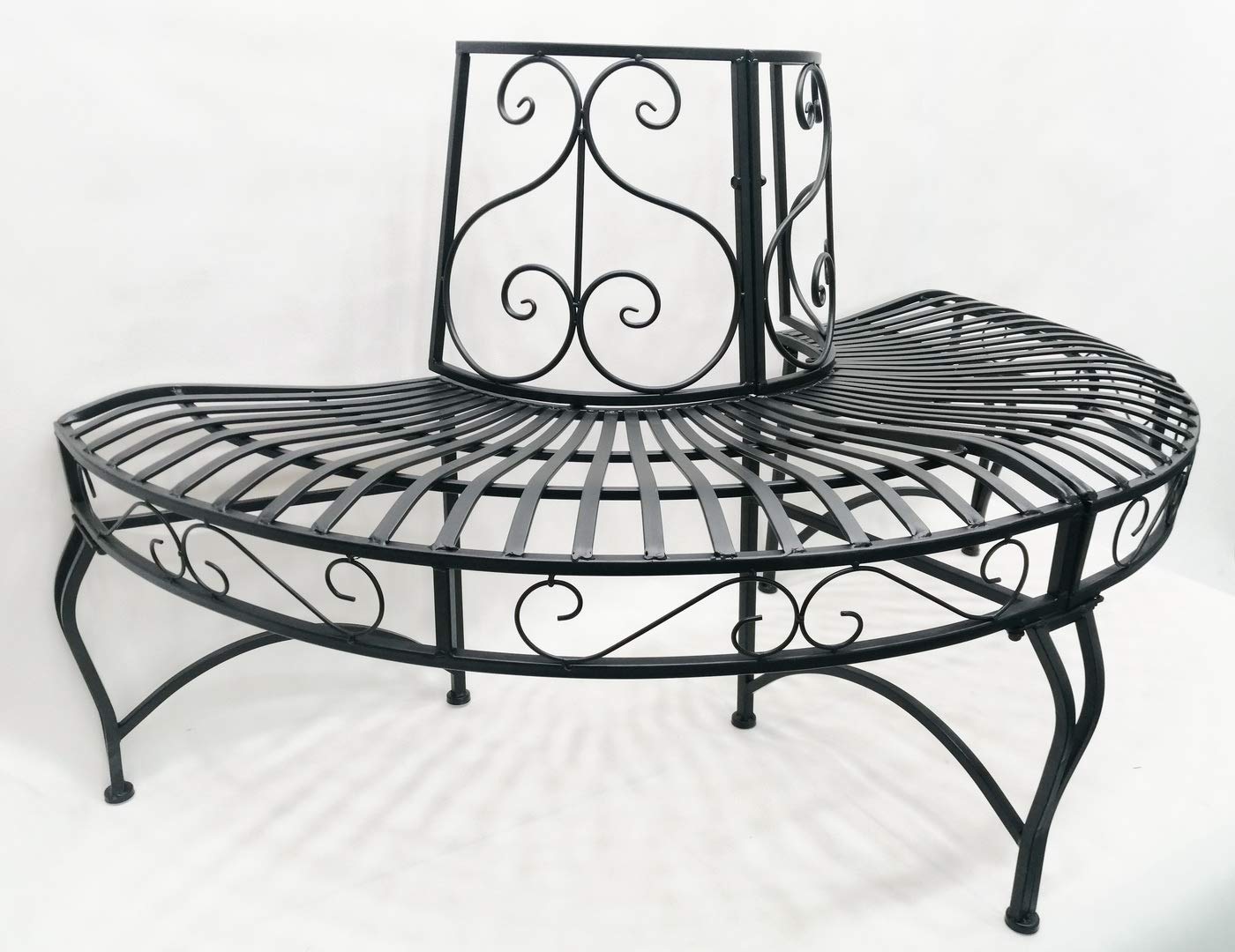 HI-LINE Black SEMI-Circle Tree-WRAP Bench