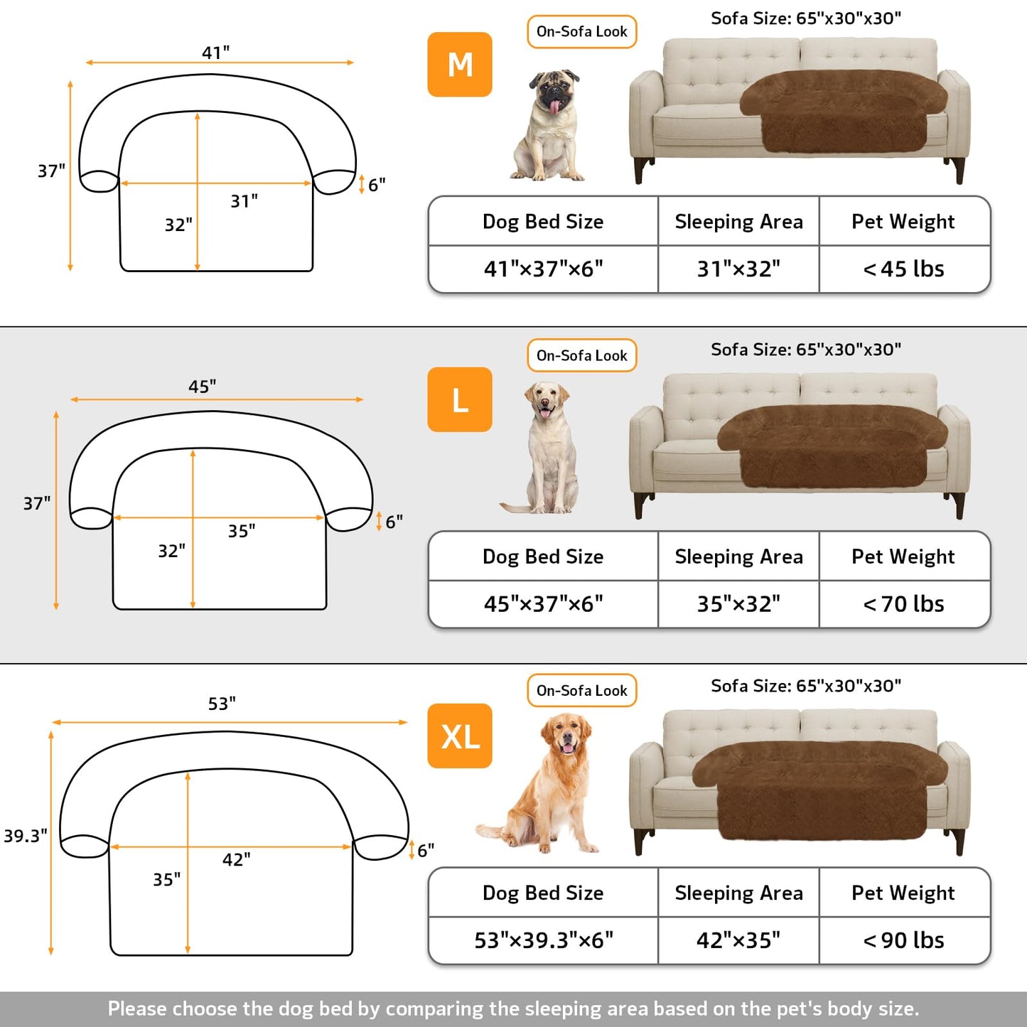 GGIB Calming Dog Bed Fluffy Plush Dog Mat for Furniture Protector with Removable Washable Cover for Large Medium Small Dogs and Cats (Large, Brown)