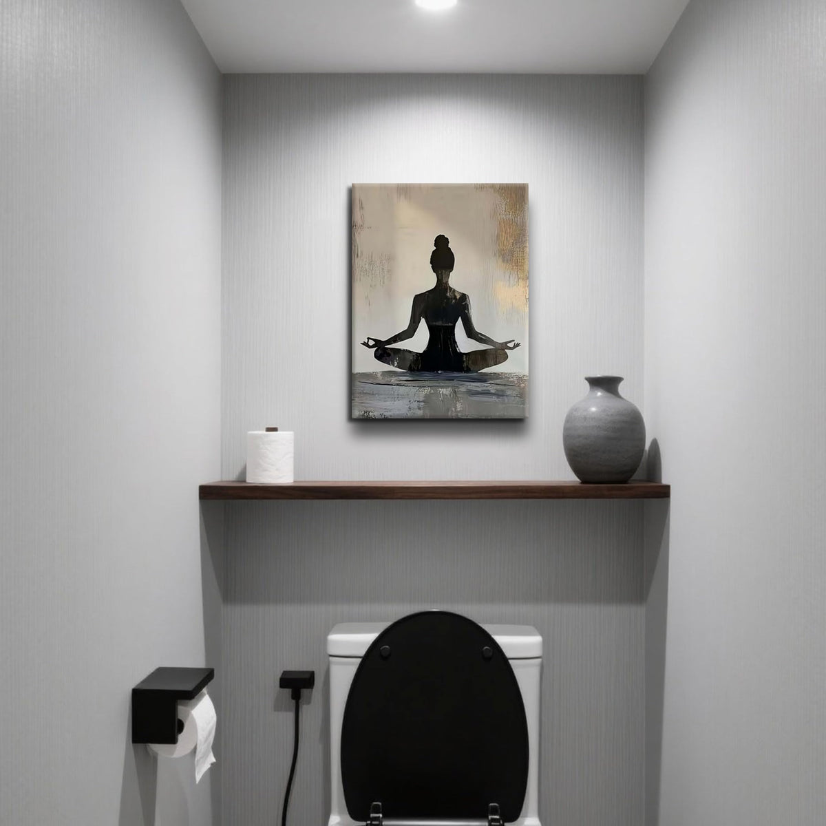 Framed Yoga Meditation Canvas Wall Art Minimalist Zen Silhouette Print Spiritua Mindfulness Painting Poster for Living Room Bedroom Yoga Studio Meditation Room Décor12x16 Inches