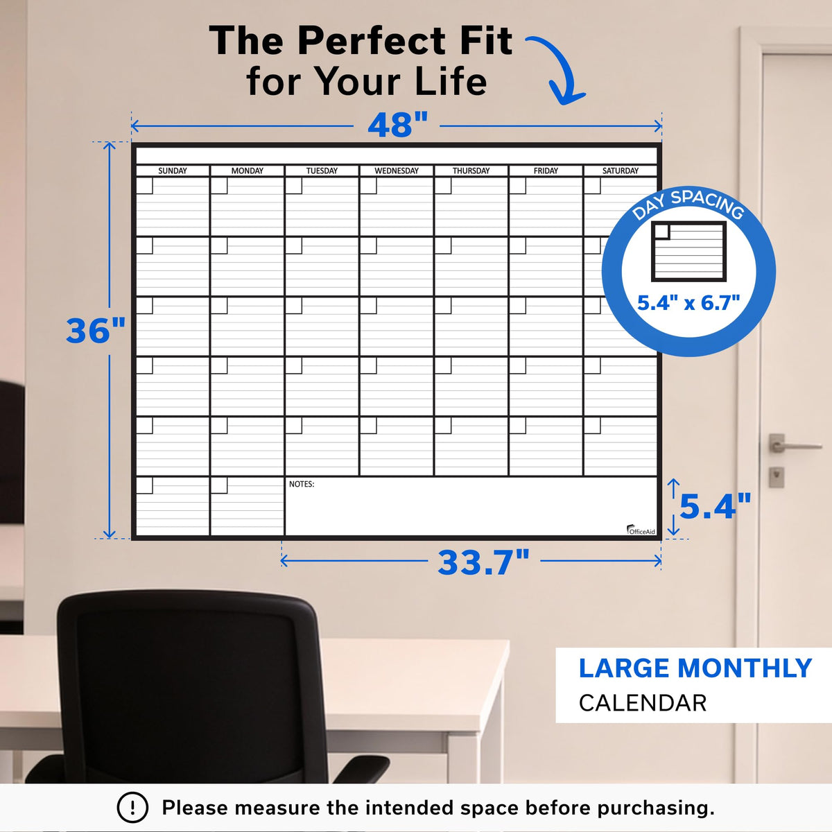 2 PK Large Dry Erase Calendar for Wall | 36x48 | Large Wall Calendar Dry Erase Monthly | 1M 17x26, 24x36, 3M 40x17, 12M 45x55 | Dry Erase Calendar Board for Wall | Whiteboard Calendar | Calendar Whiteboard