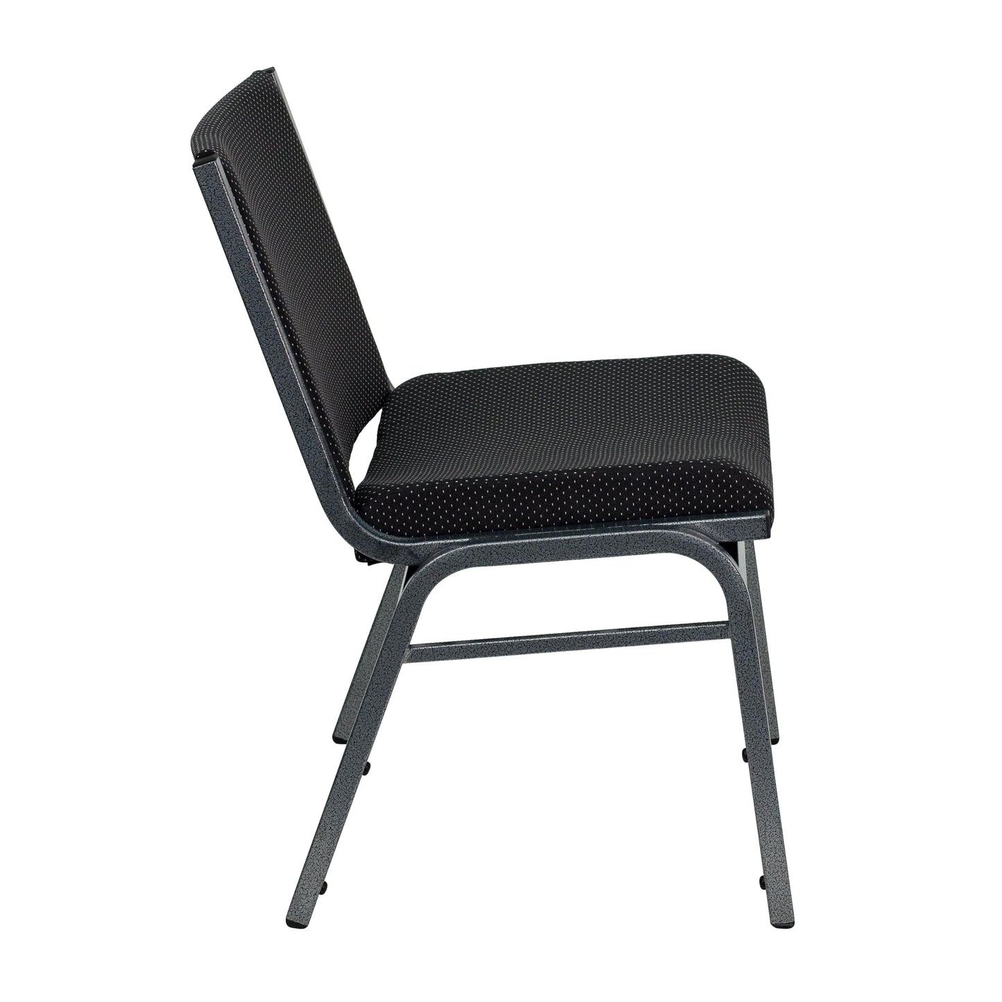Rated Black Fabric Stack Chair with Ganging Bracket