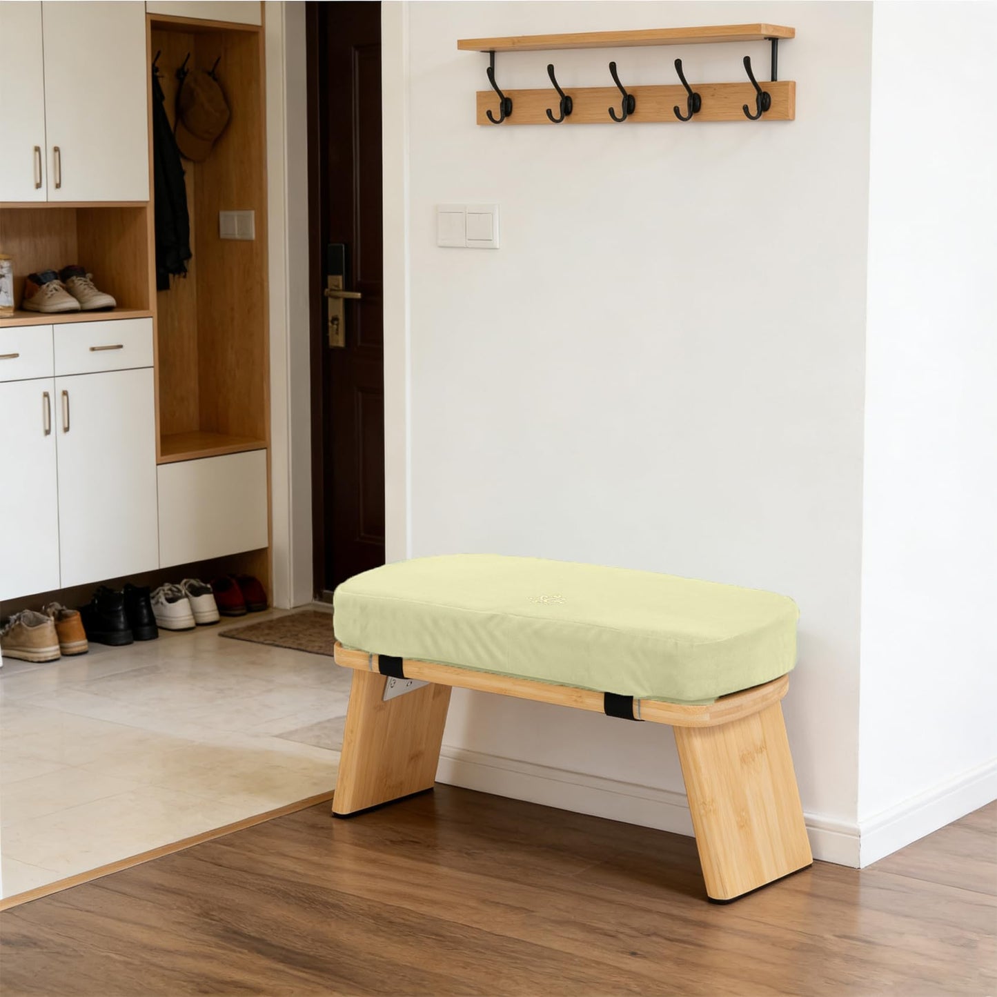 Estleys Meditation Bench, Bamboo Meditation Stool, Folding Kneeling Meditation Bench, Seiza Prayer Bench, Prayer Bench with Meditation Cushion, Kneeling Stool(Beige-Bag)