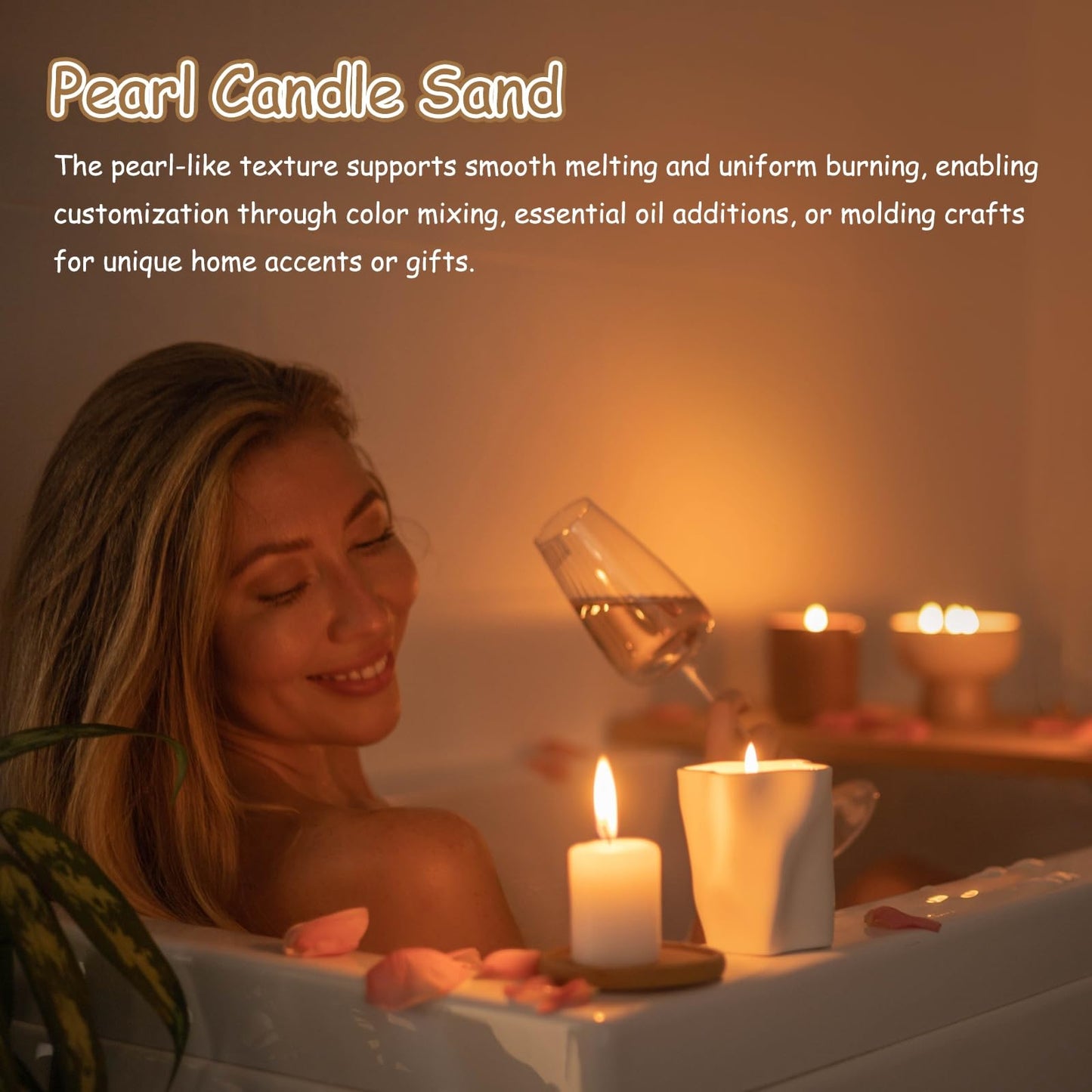 MECCANIXITY Pearled Sand Candles with 20 Pcs Wicks 7Oz / 200g Candle Beads Refillable Powder Sand Wax Making Kit for Thanksgiving Christmas Wedding Party DIY Home Crafts, White