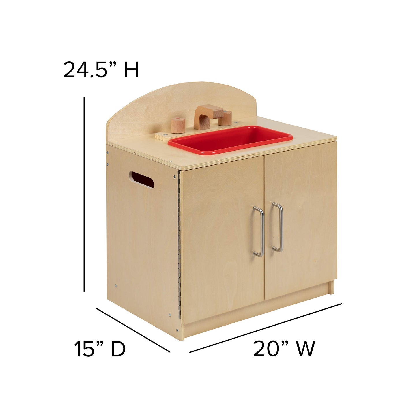 Flash Furniture Hercules Children's Wooden Kitchen Sink for Commercial or Home Use - Safe, Kid Friendly Design