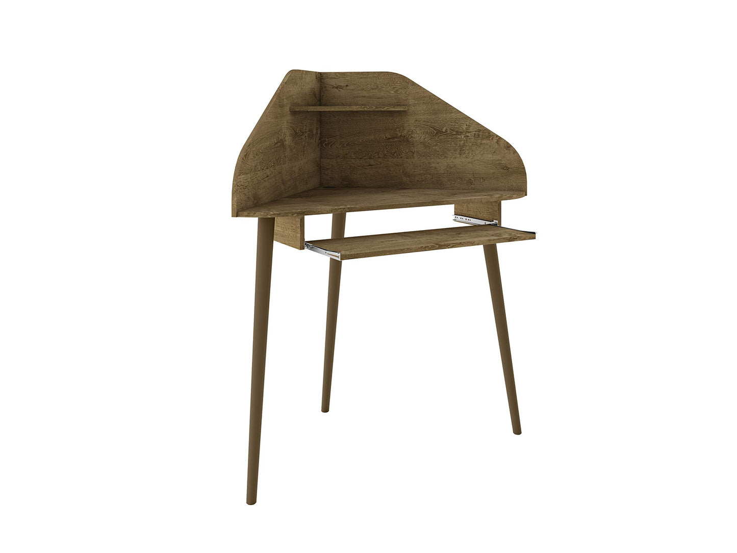 Manhattan Comfort Bradley Mid Century Modern Home Office Cubicle Section Study Desk, 2 Piece, Rustic Brown