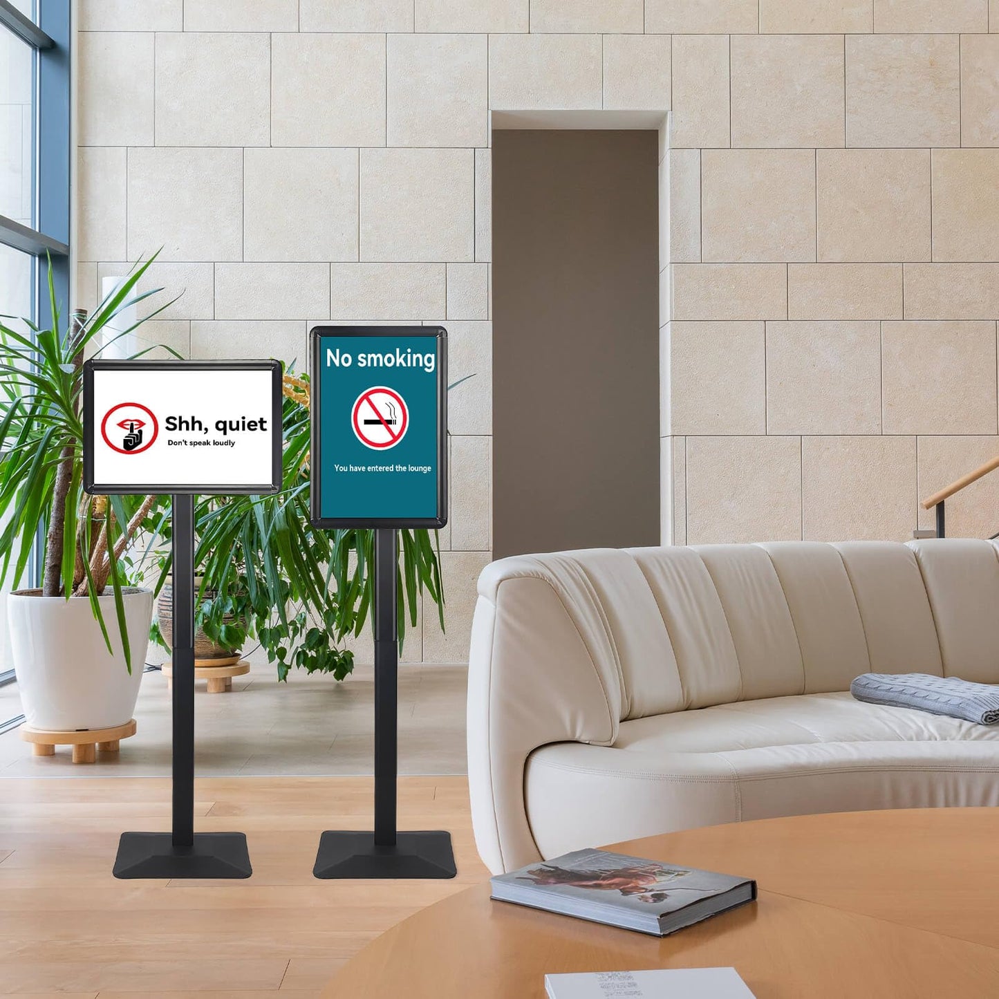AIKUPNEY Heavy Duty Pedestal Sign holder floor stand Adjustable Sign Stand for Vertical and Horizontal view Poster Stand with Aluminum Frame for Display 8.5 x 11 inch