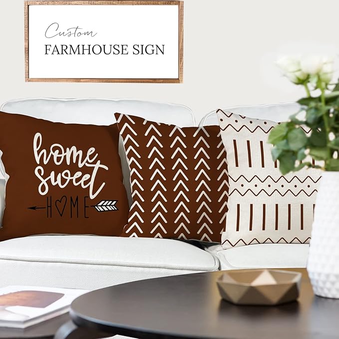 YCOLL Pillow Covers 18x18 Set of 4, Modern Sofa Throw Pillow Cover Decorative