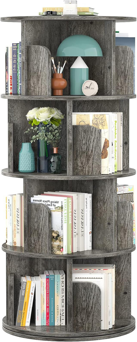 Aheaplus Rotating Bookshelf, 360 Display Corner Bookshelf