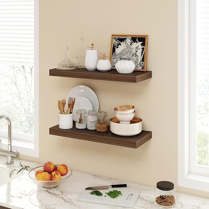 Acovy 24 Inch Floating Shelves, 9.3" Deep Floating Shelf Wall Mounted, Rustic