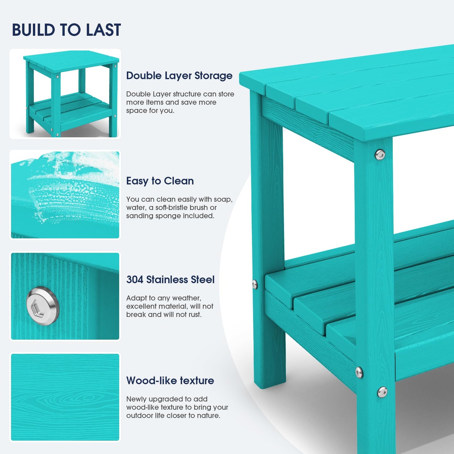 KINGYES Double Side Table, Adirondack End Table- Aruba