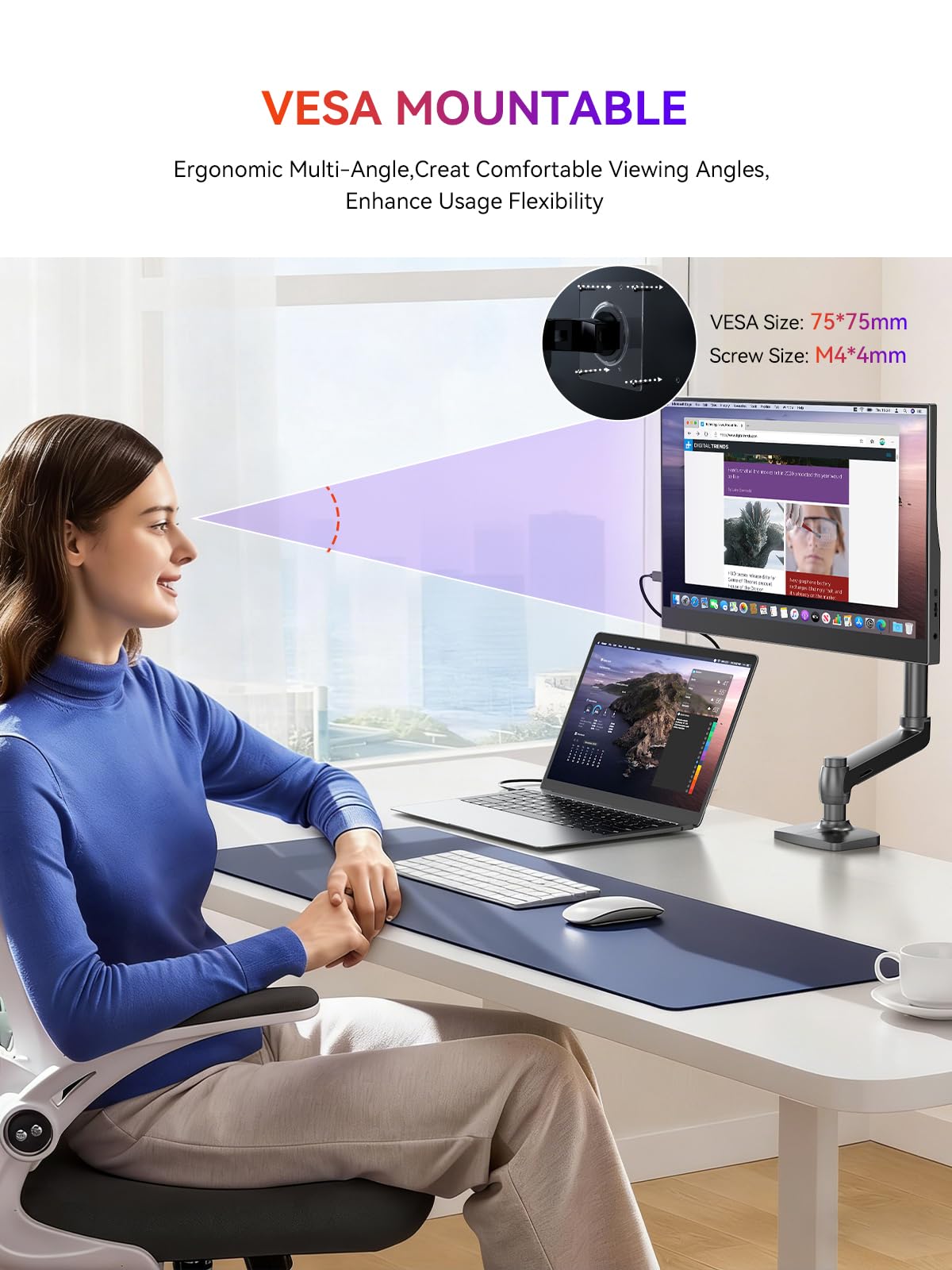 UPERFECT Portable Monitor, 15.6" 125% sRGB 1080P Ultra-Slim Travel Monitor USB C HDMI Plug & Play IPS Gaming Monitor Built-in Stand Dual Speakers External Screen for Laptop Phone Game Console
