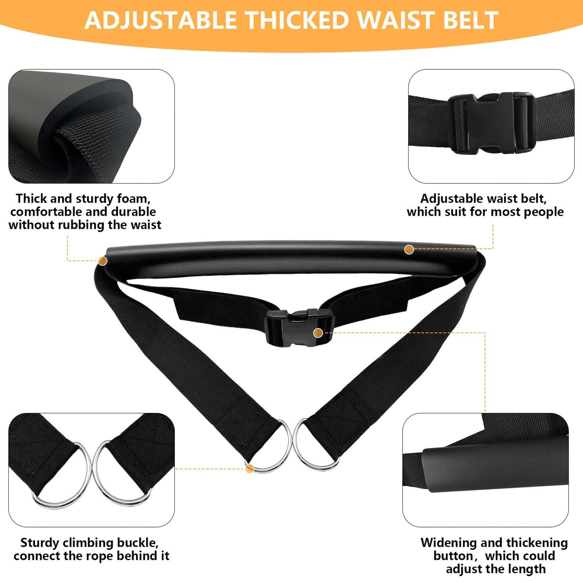 Tuyzhrymlic Sled Pulling Belt Set, Adjustable Waist Training Belt with Pulling Rope for Strength Agility Power Training to Help Full Body Building