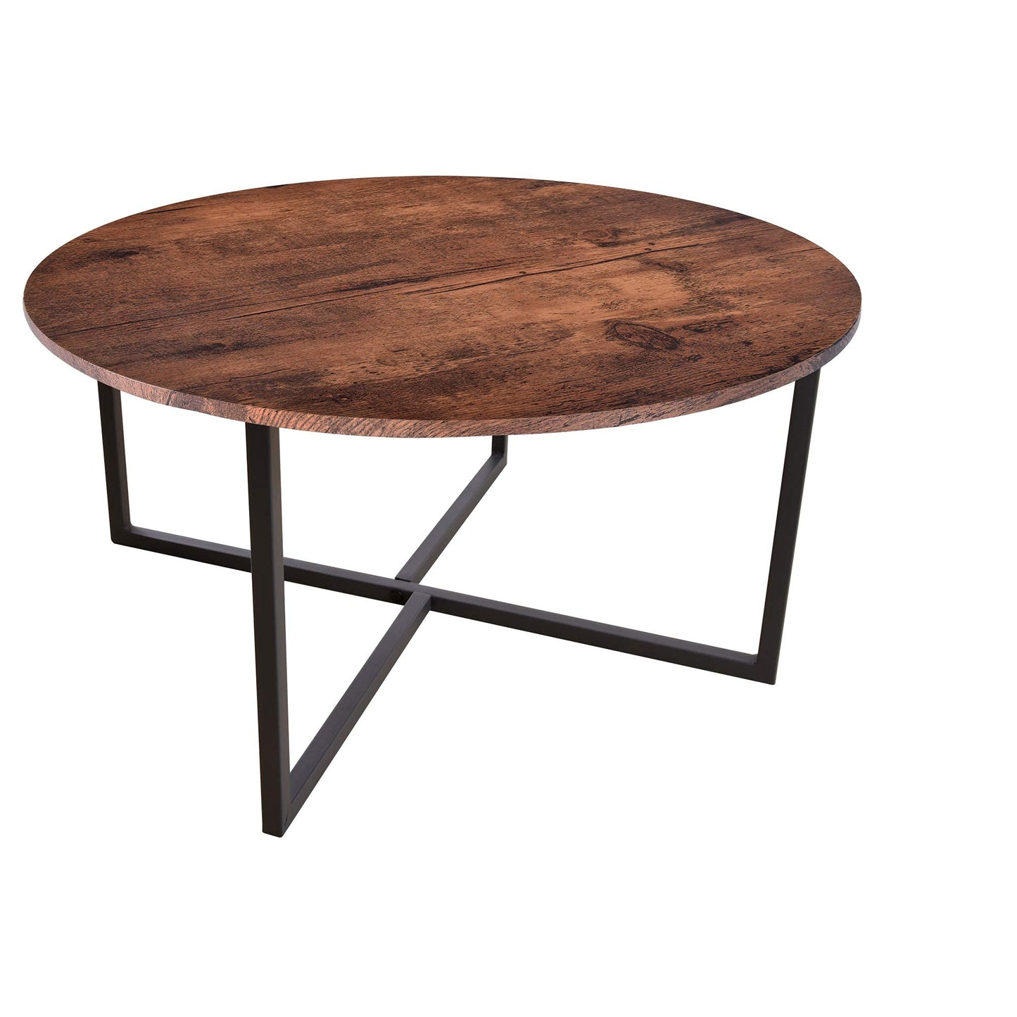 Round Coffee Table Kitchen Dining Tables Modern Leisure Tea Table Office Conference Pedestal Desk Rustic Brown