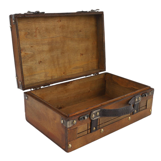 Yosoo Health Gear Vintage Wooden Treasure Chest with Lock, Handcrafted Antique Jewelry Storage Box, Decorative Trunk Organizer for Home Decor, Office Supplies, Keepsakes, Medium Brown, Large Size
