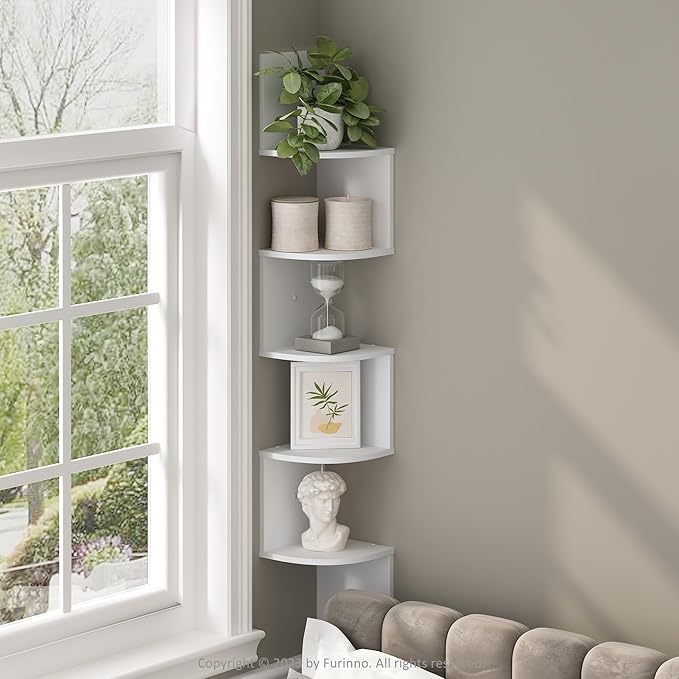 Furinno Rossi 5-Tier Floating Corner Shelf