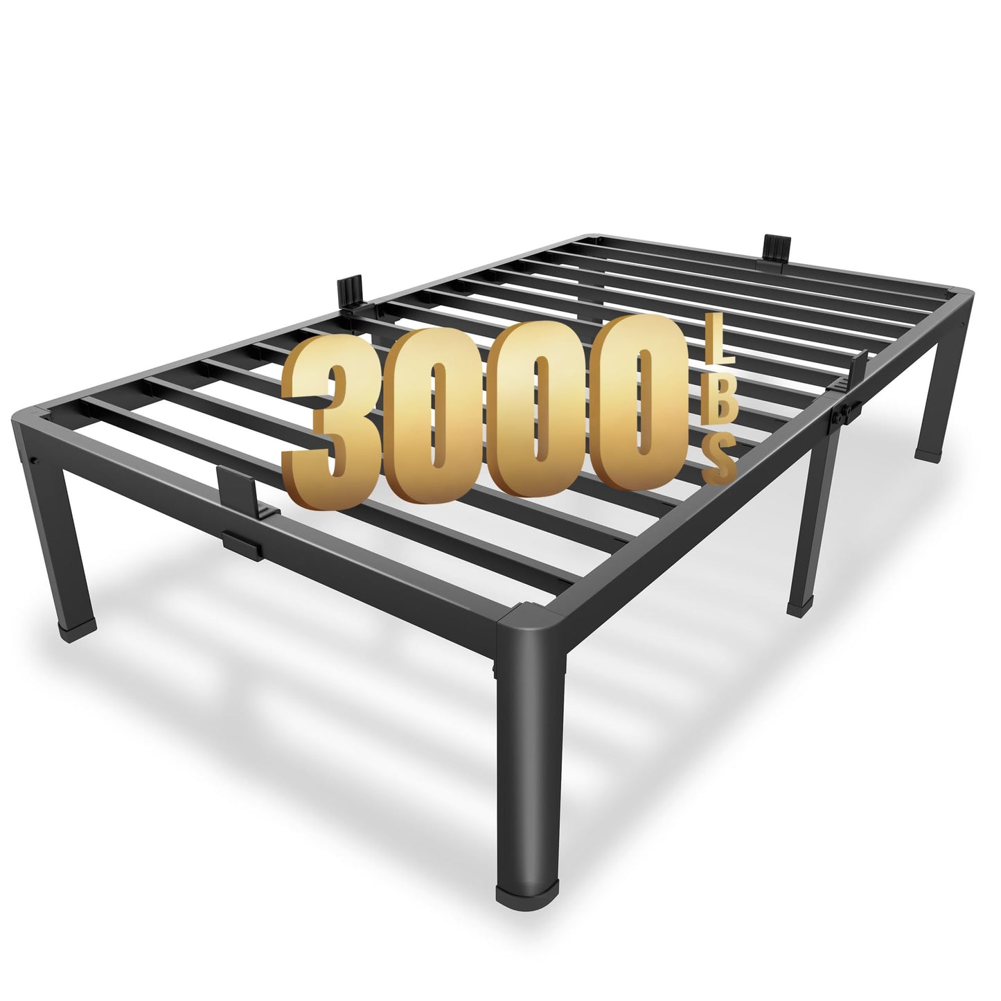 MAF 12 Inch Twin Metal Platform Bed Frame with Round Corner Legs, Mattress Slide Stopper, 3000 LBS Heavy Duty Steel Slats Support, No Box Spring Needed, Noise Free